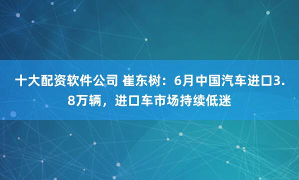 十大配资软件公司 崔东树：6月中国汽车进口3.8万辆，进口车市场持续低迷